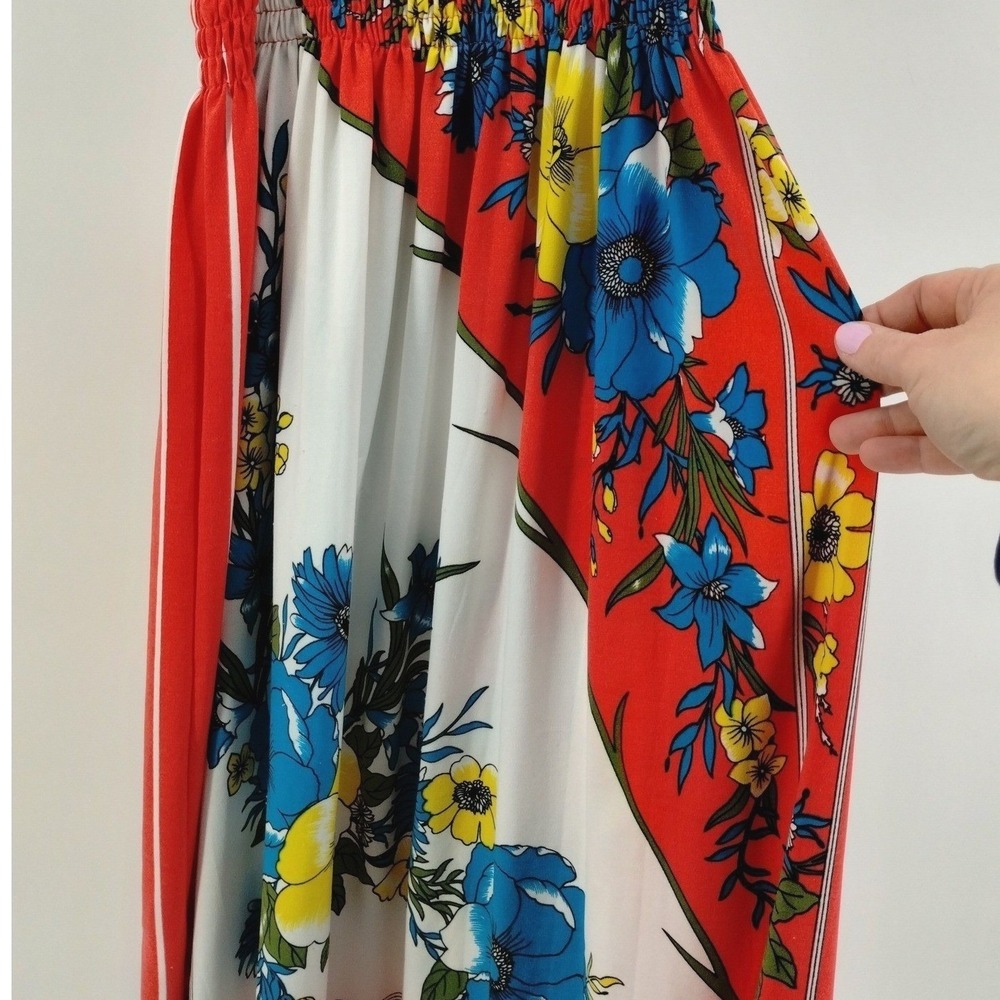 India Boutique‎ Smocked Boho Floral Maxi Dress Adjustable Straps Tropical Beach - Picture 7 of 12
